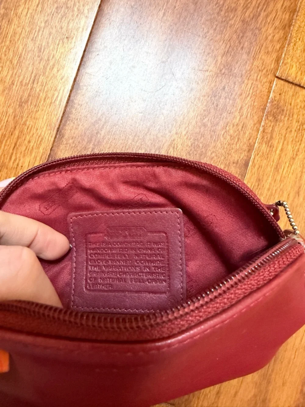 Coach Small Red Leather Tag Charm - Picture 5 of 7